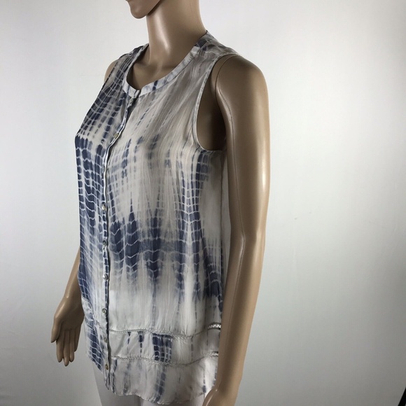 TANGERINE NYC Button down Sleeveless Shirt Tie Dye - Picture 5 of 12